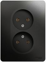 Розетка без заземления Systeme Electric Glossa 1-м. 2 мод. антрацит картинка